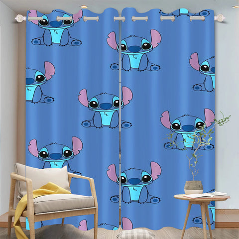 Disney Stitch Cartoon Curtain 3D Print Bedroom Living Room Window Blackout Partition Style Home Decoration