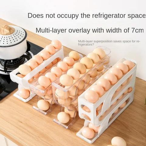 3 Layer / 4 Layer Automatic Egg Roller New Household Kitchen Dedicated Egg Roller Rack Space Saving Large Capacity Egg Organiser