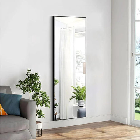 Full Length Mirror 64"x21" Full Body Mirror Rectangle Free Standing Wall Mounted Leaning Hanging Floor Mirrors, Black