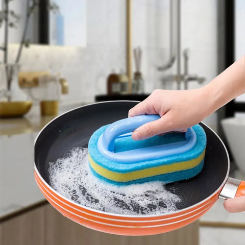 Cleaning Brush with Handle Kitchen Sponge Wipe Thickening Bathroom Tile Cleaning Sponge Household Stain Removal Clean Tools