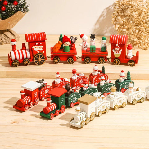 Christmas Wooden Train Merry Christmas Ornaments Christmas Decorations For Home Xmas Tree Decor Noel Navidad New Year Gifts