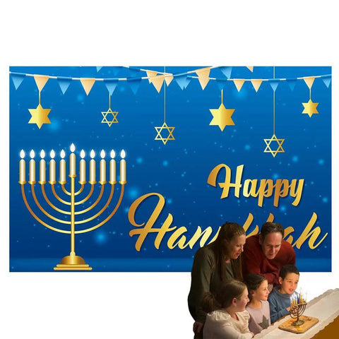 Happy Hanukkah Photography Backdrop Holiday Party Decoration Festival Home Decoration for Hanukkah Festive Day Indoor Outdoor