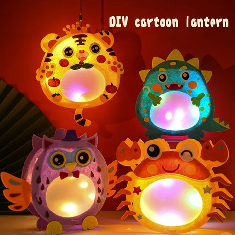 Cute DIY Cartoon Animals Lantern Children Felt Handcrafts New Year Mid-Autumn Spring Festival Stereo Festival Lantern Kids Gifts