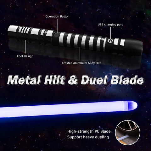 PHS Duel Metal Lightsaber,39 Inch Length-16 Color Lighting,4 Sound Modes with Impact Effects,ldeal for Boys Birthday Christmas