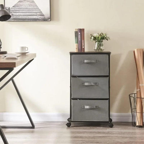 Dresser Storage with 3 Drawers, Fabric Dresser Tower, Vertical Storage Unit for Bedroom, Closet, Office