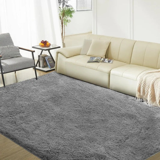 Ultra Soft Rug for Living Room, 5X8 Ft Grey Fluffy Shag Area Rug for Bedroom, Modern Shaggy Carpets Fuzzy Rug for Kids Boys