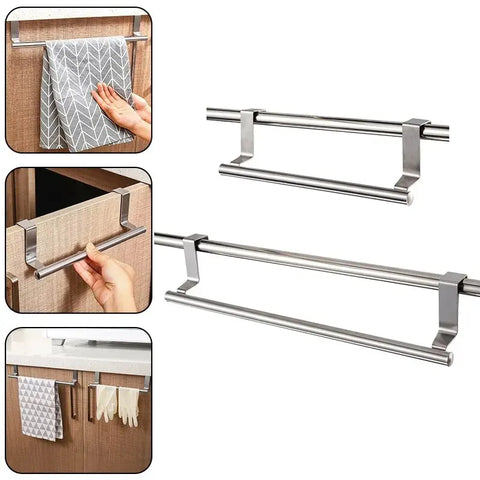 Towel Rack Over Door Towel Bar Hanging Holder Stainless Steel Bathroom Kitchen Cabinet Towel Rag Rack