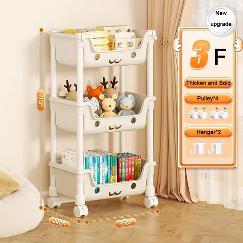 Bookshelf Trolley Multi-Functional Toy Snack Household Storage Rack For Living Room Kitchen Bathroom Bedroom Storage Cart