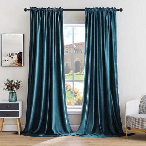 Curtains Thermal Insulated Blackout Curtain Drapes for Bedroom Living Room Darkening  Long Curtains Panels Rod Pocket Set of 2