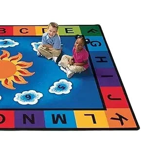 Carpets for Kids 9412 Sunny Day Learn & Play Literacy Classroom Seating Rug 8ft 4in x 11ft 8in Rectangle Blue