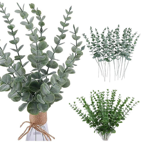 24pcs Artificial Leaves Stems Real Branches For Home Office