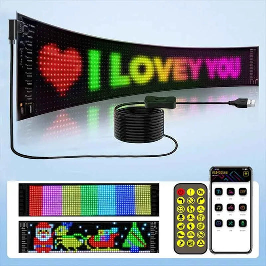 LED Matrix Pixel Panel, Scrolling Bright Advertising LED Signs, Flexible USB 5V LED Car Sign Bluetooth App Control