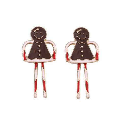 Sweet Christmas Gingerbread Man Earrings 2024 New Year Gifts