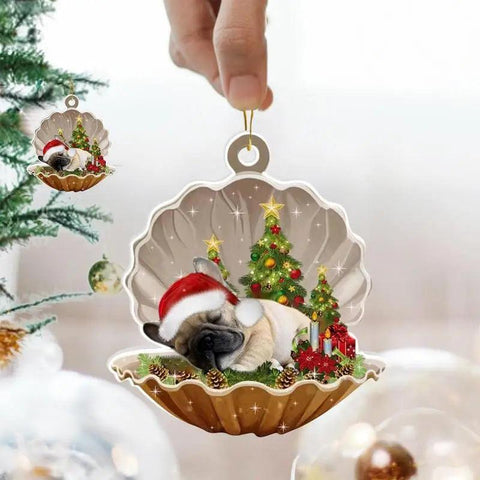 2D Shell Christmas Dog Oranments Xmas Tree Flat Hanging Pendant Merry Decor Gift For Kids Noel Happy New Year