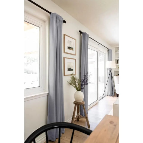 100% Blackout Shield Linen Blackout Curtains for Bedroom 96 Inches Long,Back Tab/Rod Pocket Living Room Drapes,