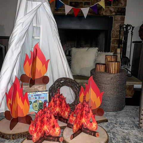 3D Decorative Cardboard Campfire Centerpiece Artificial Fire Fake Flame Paper Party Decortion Flame Torch for Christmas New Year