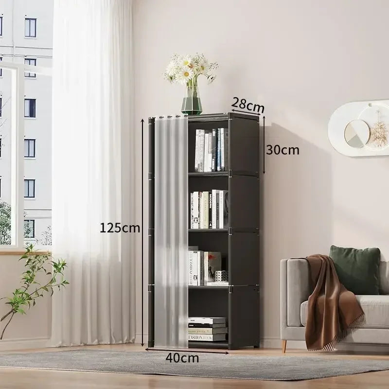 6/5 Layers Dustproof Wardrobe High Capacity Partition Bookshelf Bedroom Open Simple Assembly Storage Cabinet Bedroom Furniture