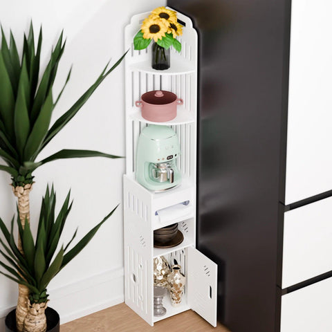 Small Bathroom Storage Cabinet, Over The Toilet Storage Cabinet for Skinny Bathroom Corner Floor, Narrow Bathroom Cabinet