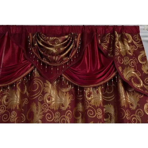 Jacquard Luxury Window 1 Panel Set Curtain with Attached Valance and Backing Bedroom