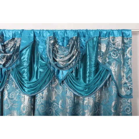 Jacquard Luxury Window 1 Panel Set Curtain with Attached Valance and Backing Bedroom