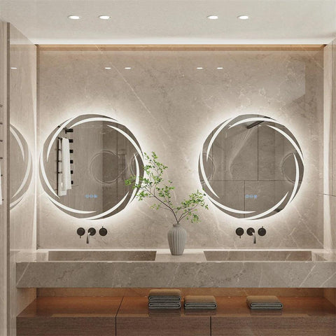 LUVODI Illuminated Bathroom Wall Mirror with Light Circle Backlit LED Bath Vanity Mirror Defog