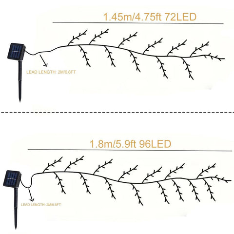 1PCS 96LED Tree and Vine Lamp USB/Solar Powered 8 Modes DIY Festive Tree Branch Lamp for Christmas Party Home Decorative Lights