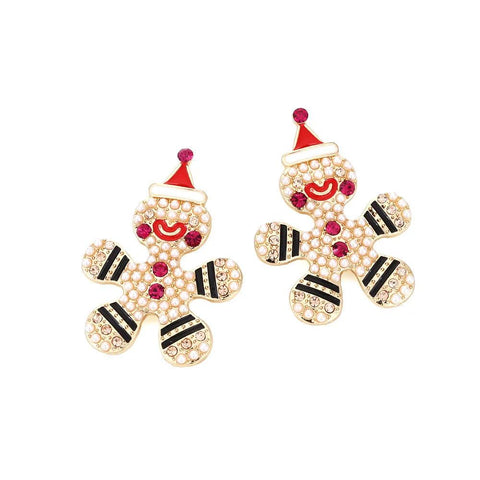 Sweet Christmas Gingerbread Man Earrings 2024 New Year Gifts