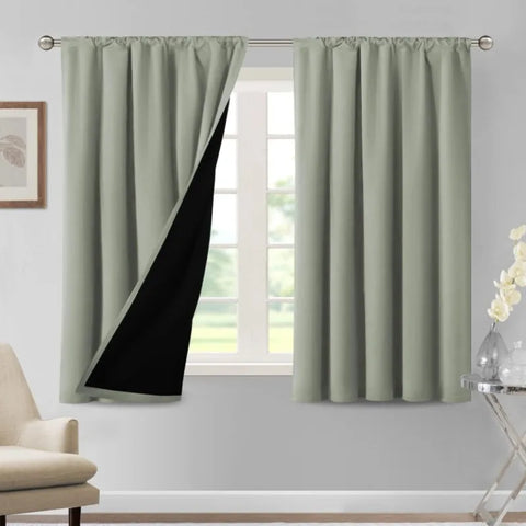 100% Blackout Curtains for Bedroom Thermal Insulated Blackout Curtains 84 Inches Long Rod Pocket Window Drapes