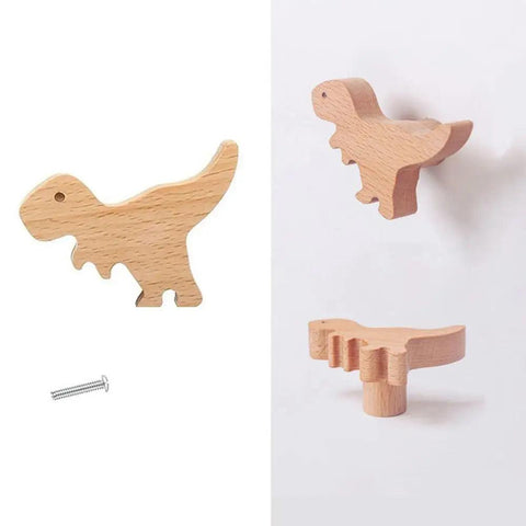 Wooden Animal Drawer Knobs Dinosaur Wooden Drawer Dresser Knobs For Baby Unique Wood Knob Delicate Bedroom Decorative Drawer