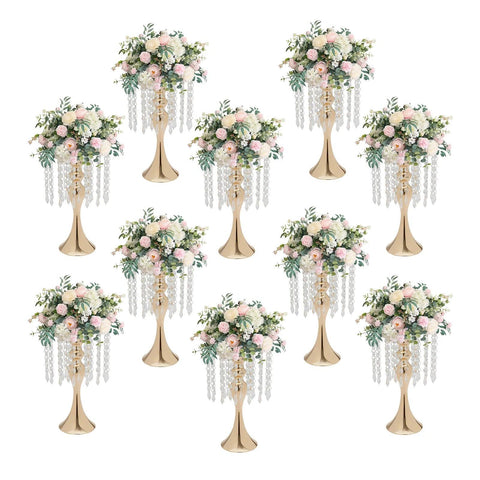 10pcs Metal Flower Stands Flower Holder Vases 35cm Height for Wedding Party Reception Dining Room Tables Centerpiece Decor