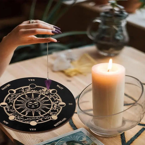 Pendulum Mat Wooden Witch Divination Board Ouija Board Game Fortune Telling Toys Spirit Board Witch Craft Altar Supplies