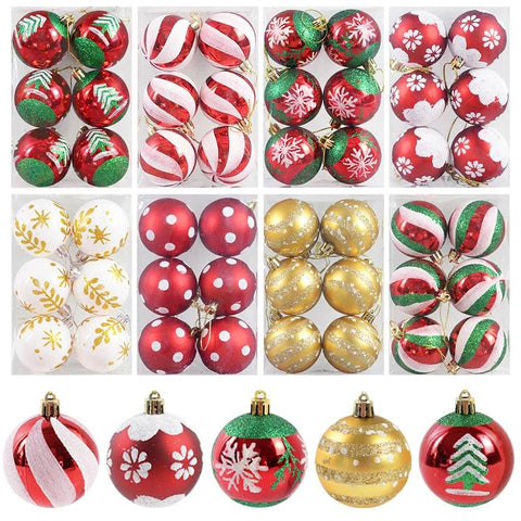 Christmas Ball Ornaments Xmas Tree Hanging Pendant Christmas Decorations for Home Navidad Natal New Year Gift 6Pcs/box 6cm