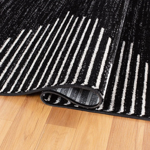 Rugshop Bohemian Stripe Stain Resistant High Traffic Living Room Kitchen Bedroom Dining Home Office Area Rug 8' x 12' Black