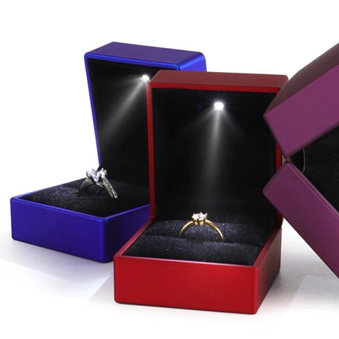 Top Grade LED Jewelry Gift Box Engagement Wedding Ring Display Box with LED Light Earrings Necklace Bracelet Package Cases