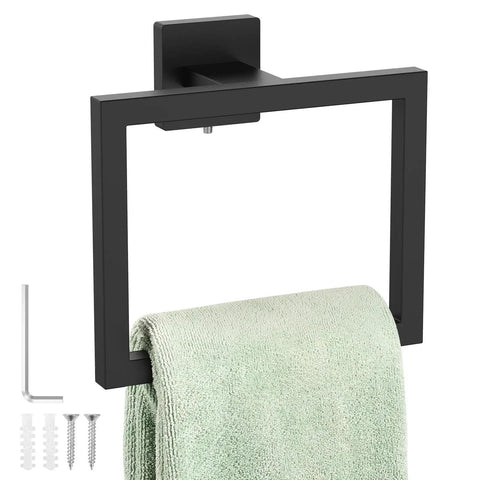 Stainless Steel Towel Ring Wall Mounted Square Towel Holder Hand Towel Hanger Modern Bath Towel Rack for Kitchen Bathroom Toilet