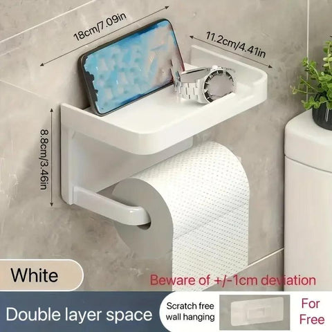 Easy-Install Toilet Paper Holder - Wall-Mounted, No-Punch, Roll Organizer - Bathroom Storage Accessory