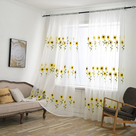 1pcs Delicate Flower Window Tulle Curtain Sheer Drape Divider Window Voile Curtains Living Room Sheer Tulle Home Bedroom Decor