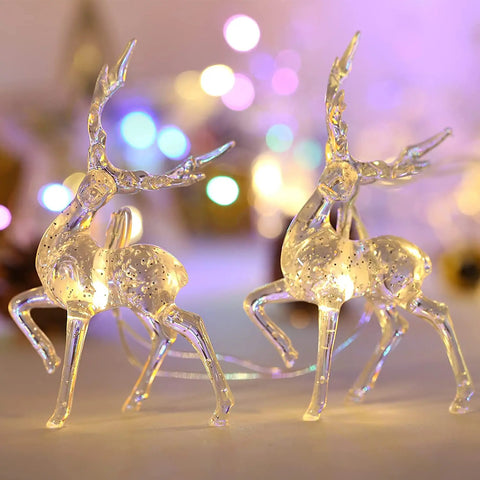 1.5M 10LED Christmas Reindeer String Lights Garland Decoration For Home Crystal Elk Fairy Lights Ornament Xmas Wedding party