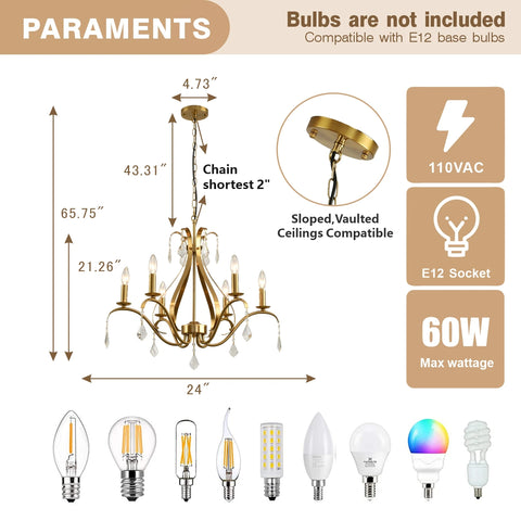 Modern Chandelier for Dining Room Living Room K9 Crystal Pendant Lighting Candle Chandeliers Home Decoration Light Fixtures Lamp