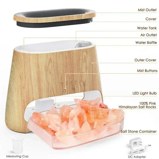 SALKING 2-in-1 Air Purifier&Humidifiers For Home and Office. Ultrasonic Essential Oil Diffuser&Himalayan Salt Lamp