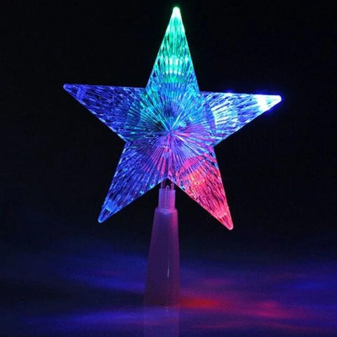 Christmas Color Changing Xmas Christmas Tree Topper Star Shiny Rotating Light Party LED Lamp Home Decoration