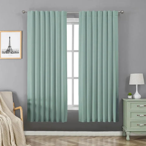 Blackout Linen Curtains Long 100% Blackout Drapes 95 inch Length 2 Panels Set