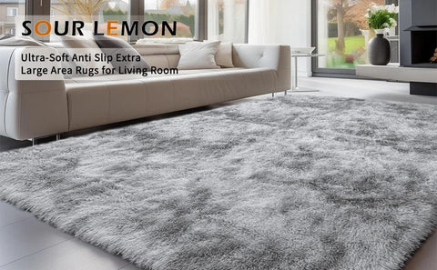 Sour Lemon 8x10 Area Rugs for Bedroom, Living Room Fluffy Rug, Large Area Rug Shag Shaggy Carpet Soft Plush Furry Bedside Rug, M