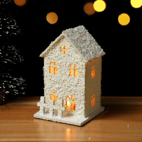 2024 Christmas Led Light Wooden House with Snowflake Luminous Cabin Christmas Decorations For Home Xmas Ornament New Year Gifts