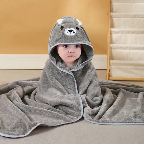 Children's Towel Cloak Quick-Drying Coral Velvet Robe Cartoon Cape Baby Darling Hooded