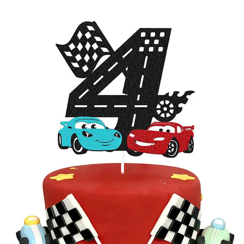 Disney Cartoon Lightning McQueen Car Theme Birthday Cake Topper Car Racing Boy Birthday Baby Shower Cake Decoration Supplies