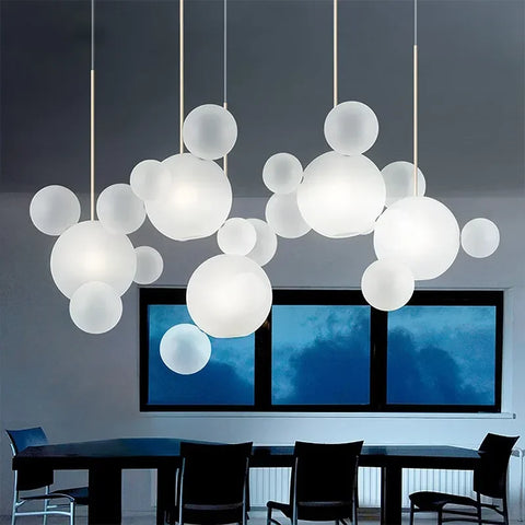 Modern Clear Glass LED Chandelier Lighting  Living Room Chandelier for Dining Room Bubble Glass Pendant Lights