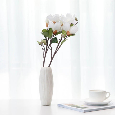 Magnolias Artificial Flowers 2Pcs Stems Faux Magnolia Flowers Real Touch Magnolia Flowers Branch for Office Vase Table