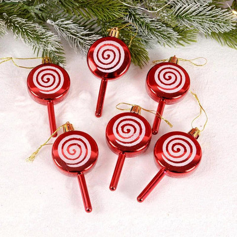 Christmas Lollipop Candy Cane Pendant Xmas Tree Hanging Ball Ornaments Christmas Decorations for Home New Year Gift 6pcs