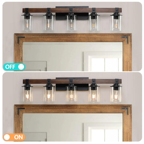 5-Lights Farmhouse Vanity Lights Fixture Rustic Bathroom Light Fixture Bathroom Sconce(Without Bulbs)